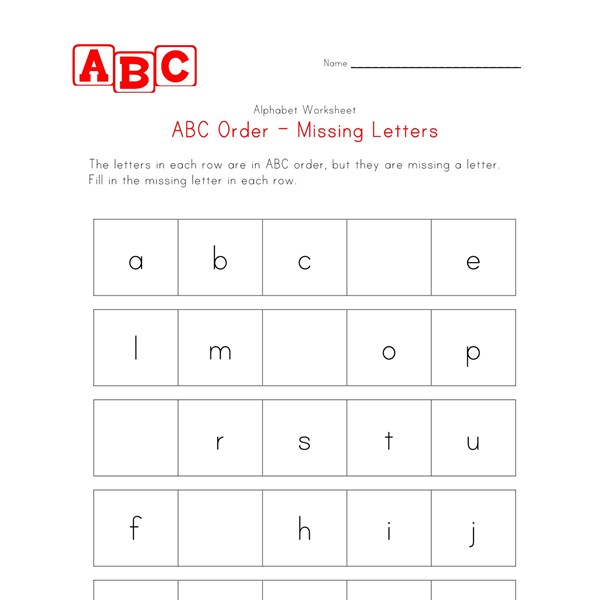 ABC Order Worksheet - Easy Lowercase | All Kids Network