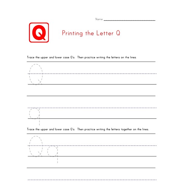 Practice Printing - Alphabet Worksheet Letter Q | All Kids Network