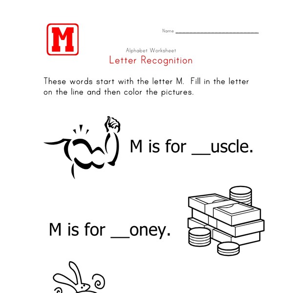 Letter M Alphabet Recognition Worksheet All Kids Network