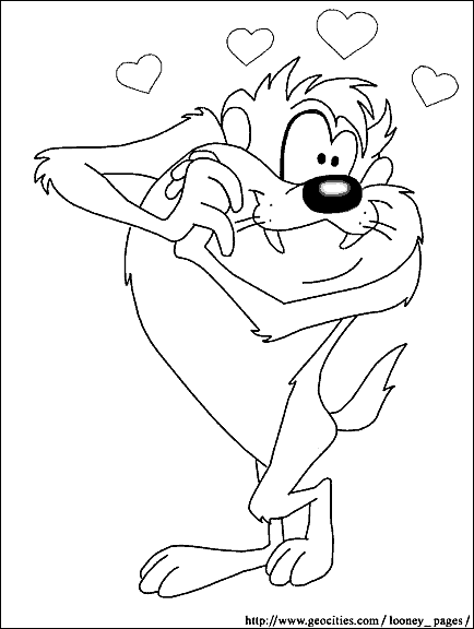 Looney Tunes Coloring Page - taz devil in love | All Kids Network