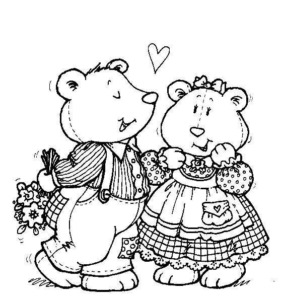 Teddy Bears Coloring Page - teddy bear love | All Kids Network