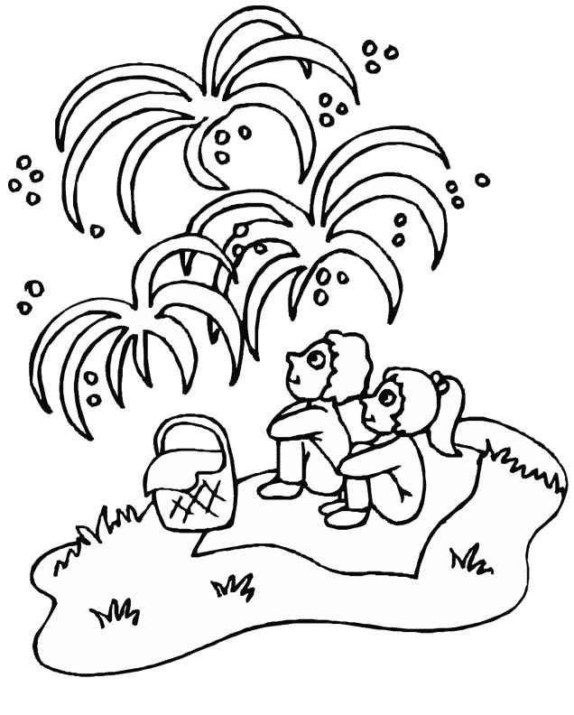 flower coloring pages for girls. Fireworks - girls watching