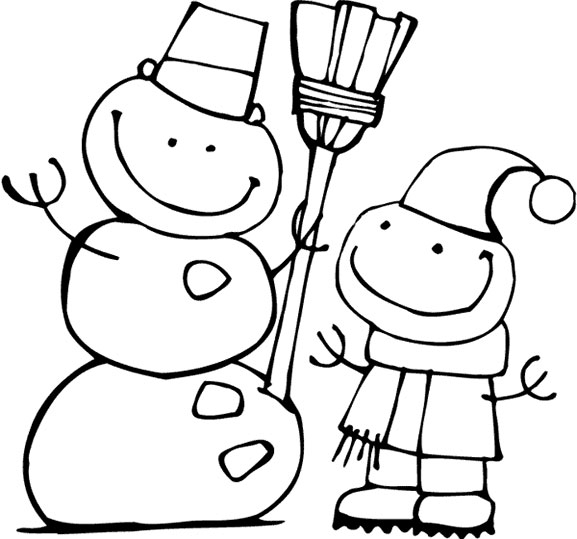 snowman winter coloring pages - photo #17