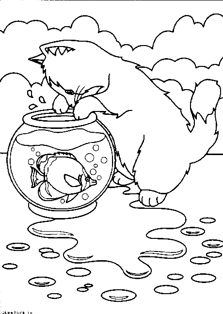 Animals Coloring Page - fish cat | All Kids Network