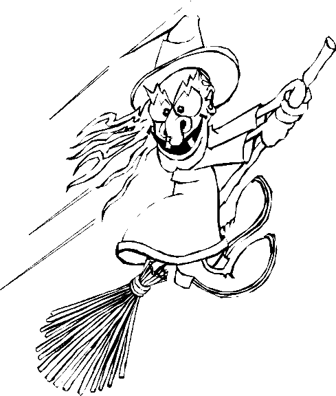 Halloween Coloring Page - flying witch | All Kids Network