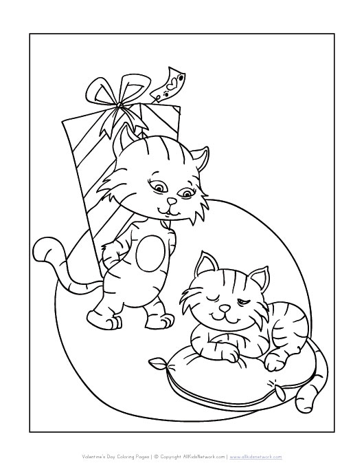 Cats Valentine s Day Coloring Page All Kids Network