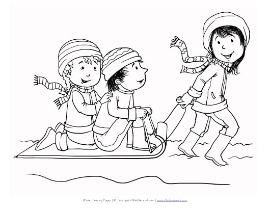 early childhood coloring pages of sledding - photo #2