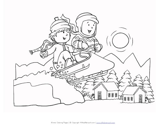 kids sledding coloring pages - photo #16
