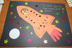 Kids Craft Ideas Rockets on Decorate The Picture We Used Sequins On The Rocket And Star Stickers