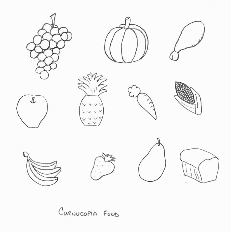 Thanksgiving Crafts - Print your Cornucopia Food Template | All Kids