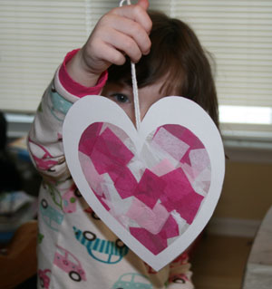 Preschool Valentine Crafts on How To Make Your Valentine S Tissue Paper Heart Craft