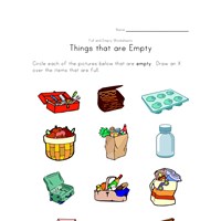 Full and Empty Worksheets for Kids | All Kids Network