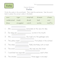 Second Grade Verb Worksheets | All Kids Network