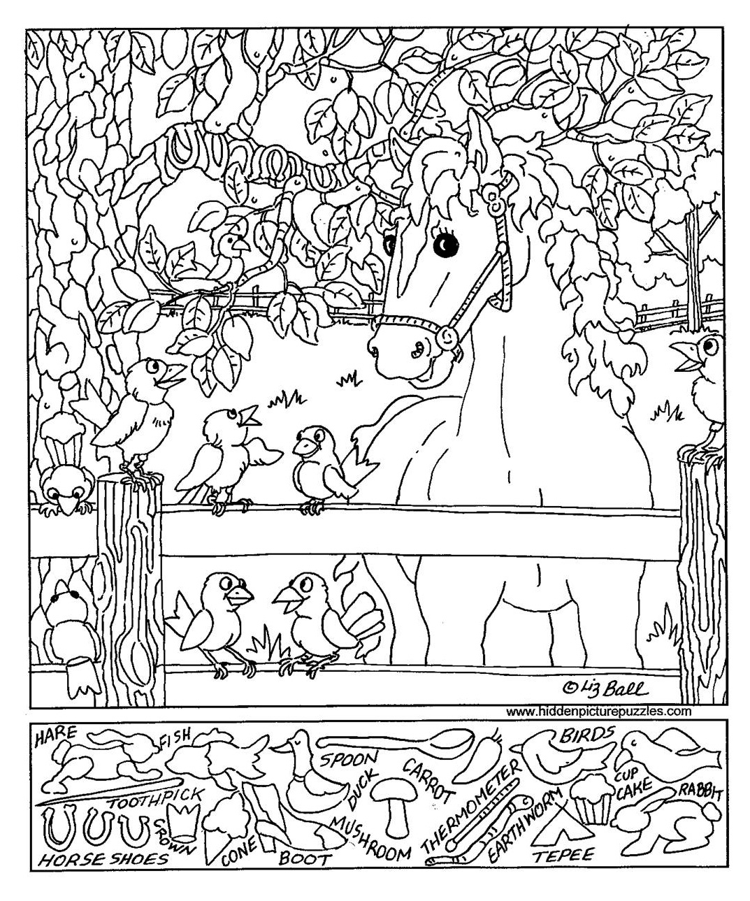printable hidden picture coloring pages - photo #18