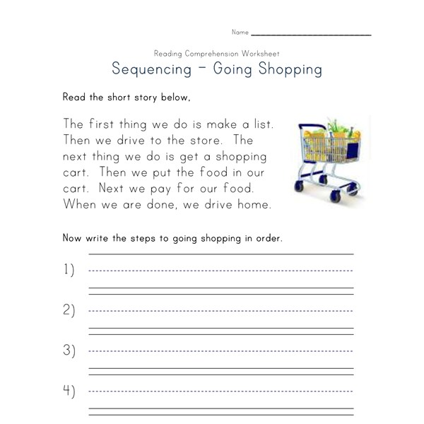 Sequencing Reading Comprehension Worksheet - Going Shopping | All Kids