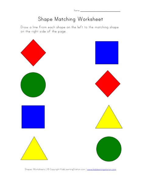 Printable Shapes Worksheet - Match Shapes | All Kids Network