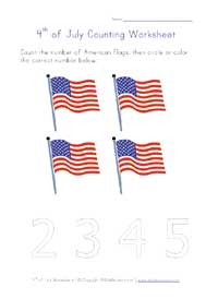 july 4th counting worksheet 1