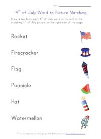 4th of july word matching