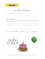 All About Me Worksheets