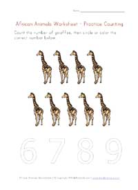 africa counting worksheet 3