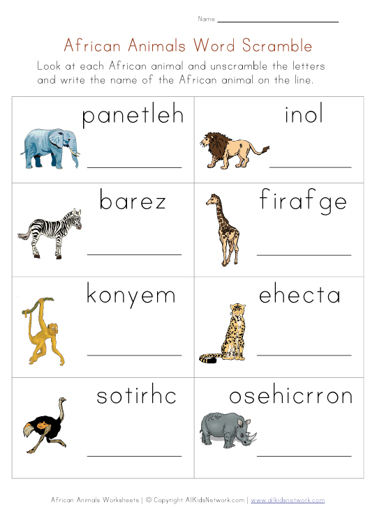 wild animal worksheets