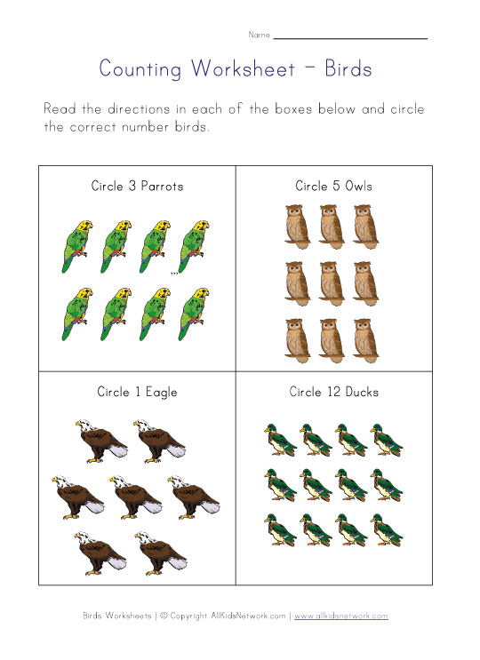 Worksheets For Math. math worksheet - birds