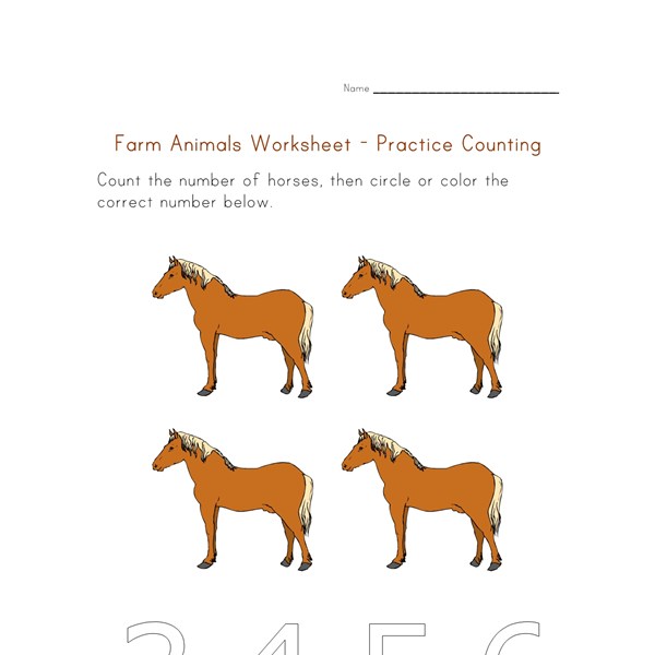 Farm Worksheet - Counting to Four | All Kids Network