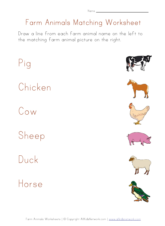 farm animal word recognition worksheet