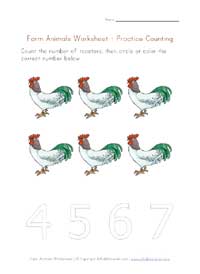 printable farm animals counting to 6