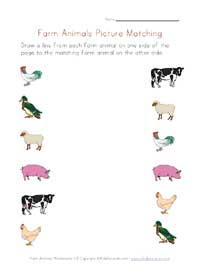 printable farm animals picture matching