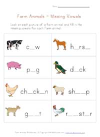 farm animals missing letters worksheet