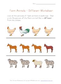 farm animals worksheet - different