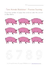 printable farm animals counting to 9