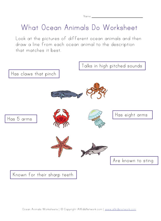 Free Printable Ocean Animals Worksheets Pdf Free