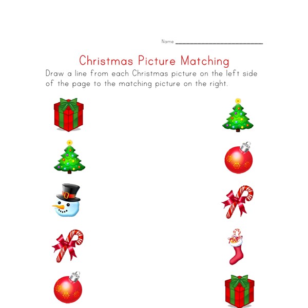 Christmas Pictures Matching Worksheet | All Kids Network