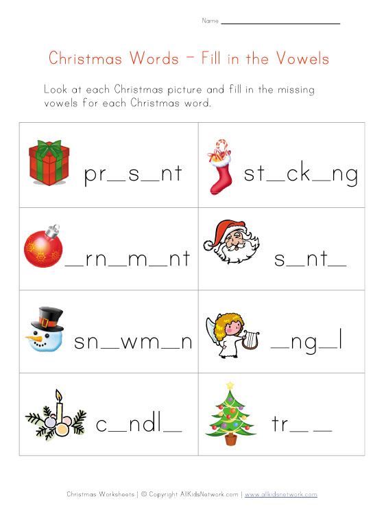 christmas missing letters worksheet