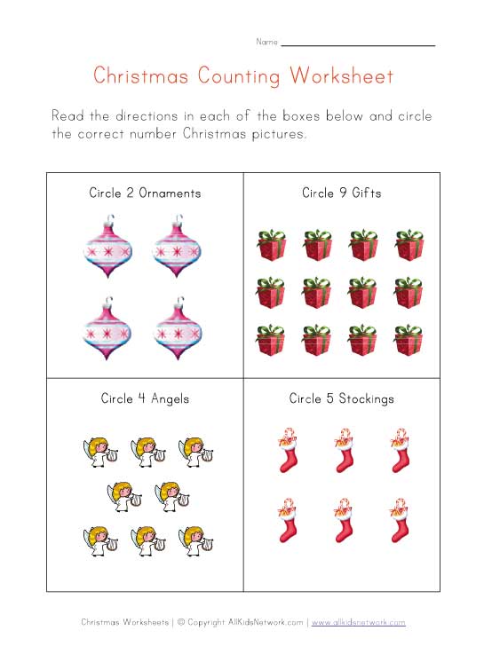 Christmas Counting Worksheet