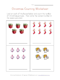 christmas worksheet counting practice