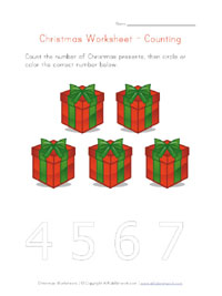 christmas counting worksheet 2