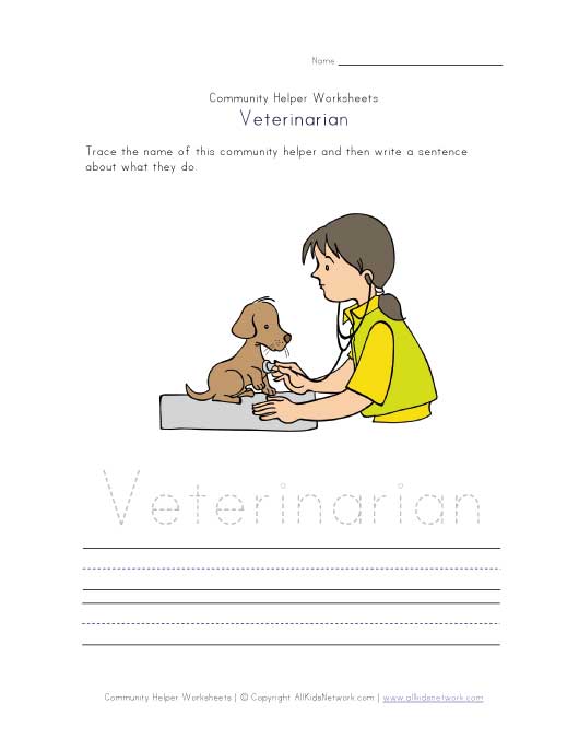 Veterinarian Community Helper Worksheet
