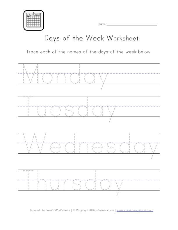 days of the week worksheets days of the week worksheets