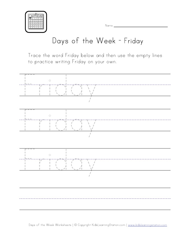 Friday Worksheet