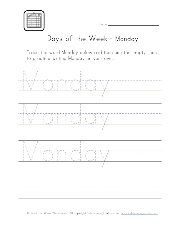 Monday Worksheet