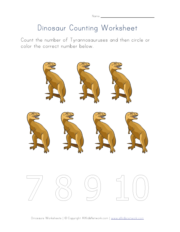 seven t-rexs worksheet