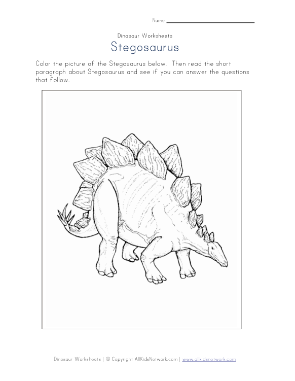 stegosaurus worksheet