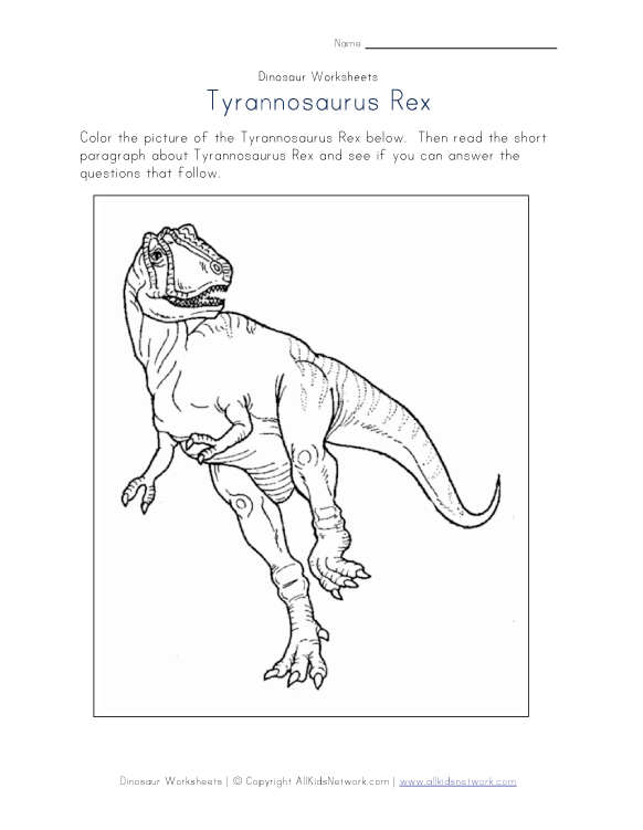 tyrannosaurus rex worksheet