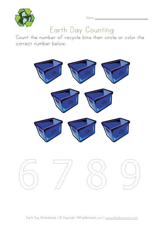 earth day count eight worksheet