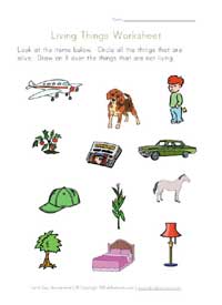 living things worksheet