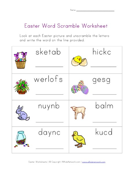 Easter Word Scramble Worksheet | All Kids Network
