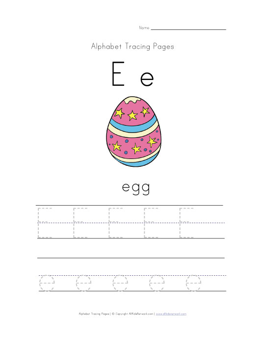 Easter Egg Letter E Worksheet